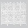 COTTON CRAFT Room Divider Wood Floor Screen – Kamal Antique White 4 Folding Panel 72×80 – Portable Reversible Functional Decorative Partition – Reversible Boho Freestanding Small Spaces Privacy(Kaveri – White)