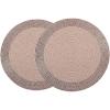 COTTON CRAFT Round Beaded Placemats – Set of 2 Glitz Handmade Charger Table Mats – Spring Easter Bunny Rabbit – Dining Table Brunch Lunch Dinner Celebration Party Table Décor – 13.5 inch – Pink Silver