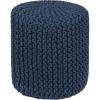 COTTON CRAFT Round Dori Pouf – Cotton Braid Cord Cable Knitted Ottoman – Foot Stool Footrest Floor Pouf Accent Furniture Bean Bag – Living Room Dorm Décor – 20.5 Dia x 13.5 High – Round Ivory Cream(Blue – Cylindrical)