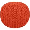COTTON CRAFT Round Dori Pouf – Cotton Braid Cord Cable Knitted Ottoman – Foot Stool Footrest Floor Pouf Accent Furniture Bean Bag – Living Room Dorm Décor – 20.5 Dia x 13.5 High – Round Ivory Cream(Orange – Round)