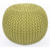 COTTON CRAFT Round Dori Pouf – Cotton Braid Cord Cable Knitted Ottoman – Foot Stool Footrest Floor Pouf Accent Furniture Bean Bag – Living Room Dorm Décor – 20.5 Dia x 13.5 High – Round Ivory Cream(Green – Round)