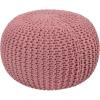 COTTON CRAFT Round Dori Pouf – Cotton Braid Cord Cable Knitted Ottoman – Foot Stool Footrest Floor Pouf Accent Furniture Bean Bag – Living Room Dorm Décor – 20.5 Dia x 13.5 High – Round Ivory Cream(Blush Pink – Round)