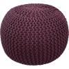 COTTON CRAFT Round Dori Pouf – Cotton Braid Cord Cable Knitted Ottoman – Foot Stool Footrest Floor Pouf Accent Furniture Bean Bag – Living Room Dorm Décor – 20.5 Dia x 13.5 High – Round Ivory Cream(Plum – Round)
