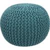 COTTON CRAFT Round Dori Pouf – Cotton Braid Cord Cable Knitted Ottoman – Foot Stool Footrest Floor Pouf Accent Furniture Bean Bag – Living Room Dorm Décor – 20.5 Dia x 13.5 High – Round Ivory Cream(Teal – Round)
