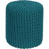 COTTON CRAFT Round Dori Pouf – Cotton Braid Cord Cable Knitted Ottoman – Foot Stool Footrest Floor Pouf Accent Furniture Bean Bag – Living Room Dorm Décor – 20.5 Dia x 13.5 High – Round Ivory Cream(Teal – Cylindrical)