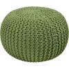 COTTON CRAFT Round Dori Pouf – Cotton Braid Cord Cable Knitted Ottoman – Foot Stool Footrest Floor Pouf Accent Furniture Bean Bag – Living Room Dorm Décor – 20.5 Dia x 13.5 High – Round Ivory Cream(Sage – Round)