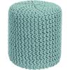 COTTON CRAFT Round Dori Pouf – Cotton Braid Cord Cable Knitted Ottoman – Foot Stool Footrest Floor Pouf Accent Furniture Bean Bag – Living Room Dorm Décor – 20.5 Dia x 13.5 High – Round Ivory Cream(Light Blue – Cylindrical)