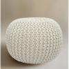 COTTON CRAFT Round Dori Pouf – Cotton Braid Cord Cable Knitted Ottoman – Foot Stool Footrest Floor Pouf Accent Furniture Bean Bag – Living Room Dorm Décor – 20.5 Dia x 13.5 High – Round Ivory Cream(Ivory – Round)