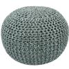 COTTON CRAFT Round Dori Pouf – Cotton Braid Cord Cable Knitted Ottoman – Foot Stool Footrest Floor Pouf Accent Furniture Bean Bag – Living Room Dorm Décor – 20.5 Dia x 13.5 High – Round Ivory Cream(Spa-chocolate)