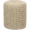 COTTON CRAFT Round Dori Pouf – Cotton Braid Cord Cable Knitted Ottoman – Foot Stool Footrest Floor Pouf Accent Furniture Bean Bag – Living Room Dorm Décor – 20.5 Dia x 13.5 High – Round Ivory Cream(Natural – Cylindrical)