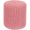 COTTON CRAFT Round Dori Pouf – Cotton Braid Cord Cable Knitted Ottoman – Foot Stool Footrest Floor Pouf Accent Furniture Bean Bag – Living Room Dorm Décor – 20.5 Dia x 13.5 High – Round Ivory Cream(Pink – Cylindrical)