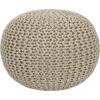 COTTON CRAFT Round Dori Pouf – Cotton Braid Cord Cable Knitted Ottoman – Foot Stool Footrest Floor Pouf Accent Furniture Bean Bag – Living Room Dorm Décor – 20.5 Dia x 13.5 High – Round Ivory Cream(Natural – Round)