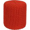 COTTON CRAFT Round Dori Pouf – Cotton Braid Cord Cable Knitted Ottoman – Foot Stool Footrest Floor Pouf Accent Furniture Bean Bag – Living Room Dorm Décor – 20.5 Dia x 13.5 High – Round Ivory Cream(Orange – Cylindrical)