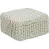 COTTON CRAFT Round Dori Pouf – Cotton Braid Cord Cable Knitted Ottoman – Foot Stool Footrest Floor Pouf Accent Furniture Bean Bag – Living Room Dorm Décor – 20.5 Dia x 13.5 High – Round Ivory Cream(Ivory – Cube Small)