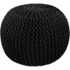 COTTON CRAFT Round Dori Pouf – Cotton Braid Cord Cable Knitted Ottoman – Foot Stool Footrest Floor Pouf Accent Furniture Bean Bag – Living Room Dorm Décor – 20.5 Dia x 13.5 High – Round Ivory Cream(Black – Round)