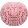 COTTON CRAFT Round Dori Pouf – Cotton Braid Cord Cable Knitted Ottoman – Foot Stool Footrest Floor Pouf Accent Furniture Bean Bag – Living Room Dorm Décor – 20.5 Dia x 13.5 High – Round Ivory Cream(Pink – Round)