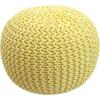COTTON CRAFT Round Dori Pouf – Cotton Braid Cord Cable Knitted Ottoman – Foot Stool Footrest Floor Pouf Accent Furniture Bean Bag – Living Room Dorm Décor – 20.5 Dia x 13.5 High – Round Ivory Cream(Yellow – Round)