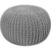 COTTON CRAFT Round Dori Pouf – Cotton Braid Cord Cable Knitted Ottoman – Foot Stool Footrest Floor Pouf Accent Furniture Bean Bag – Living Room Dorm Décor – 20.5 Dia x 13.5 High – Round Ivory Cream(Light Grey – Round)