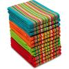 COTTON CRAFT Salsa Stripe Kitchen Towel – Set of 8 Pure Cotton Absorbent Waffle Weave Dish Towel Dish Cloth – Low Lint Reusable Drying Towels – Restaurant Bar Cleaning Kitchen Hand Towel -16×28 Multi(12 Pack – Multi)