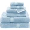 COTTON CRAFT Ultra Soft 6 Piece Towel Set – 2 Oversized Large Bath Towels,2 Hand Towels,2 Washcloths – Absorbent Quick Dry Everyday Luxury Hotel Bathroom Spa Gym Shower Pool Travel -100% Cotton- Black(Light Blue)
