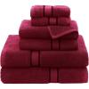COTTON CRAFT Ultra Soft 6 Piece Towel Set – 2 Oversized Large Bath Towels,2 Hand Towels,2 Washcloths – Absorbent Quick Dry Everyday Luxury Hotel Bathroom Spa Gym Shower Pool Travel -100% Cotton- Black(Burgundy)