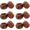 COTTON CRAFT Wood Napkin Rings – Set of 12 Handmade Chunky Octagon Dining Table Napkin Holder – Everyday Harvest Fall Thanksgiving Holiday Christmas Celebration Festive Party Gift Décor -Dark Natural