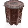 Cotton Craft Solid Wood Accent End Table – Hand Carved Vintage Boho Folding Side Table – Small Spaces Entryway Farmhouse Living Room Bedside – No Tools Assembly -18×18 Round – Jaipur Antique Brown(Antique Dark Brown)