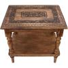 Cotton Craft Solid Wood Accent End Table – Hand Carved Vintage Boho Folding Side Table – Small Spaces Entryway Farmhouse Living Room Bedside – No Tools Assembly -18×18 Round – Jaipur Antique Brown(Brown)