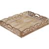 Hand Carved Wooden Serving Tray – Decorative Breakfast Tray with Handles – Rustic Wooden Food Tray with Intricate Detail – Unique Furnishing Accent – Natural Finish – 17 x 13 x 2.5 Inch – COTTON CRAFT(White Wash)