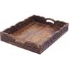 Hand Carved Wooden Serving Tray – Decorative Breakfast Tray with Handles – Rustic Wooden Food Tray with Intricate Detail – Unique Furnishing Accent – Natural Finish – 17 x 13 x 2.5 Inch – COTTON CRAFT(Natural)