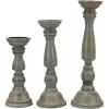 Solid Wood Candle Pillar Holder – Set of 3 Handcarved Candlestick Holder Stand – Boho Rustic Holiday Table Centerpiece Farmhouse Mantle – 17″ 14″ 11″ H – Antique Charcoal Grey Distressed -COTTON CRAFT(Distressed Charcoal Grey)