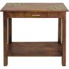 Wood Accent Console Sofa Table – Hand Carved Antique Brown Gold Metallic Design Entryway Table with Metal Pull Drawer – Small Space Kee Bel Collection Easy Assembly – 32″W x 32″H x 14D” – COTTON CRAFT