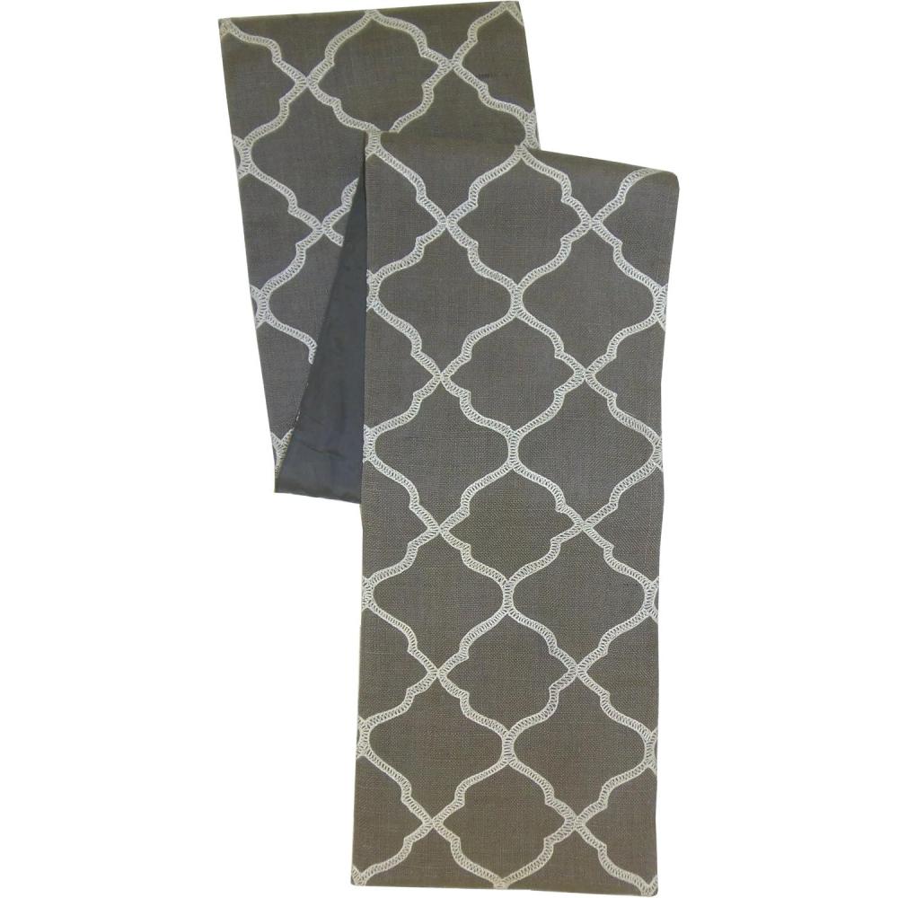 imageCOTTON CRAFT Jute Table Runner  Extra Long 13x108 inches Jute Runner with Backing  Rustic Farmhouse Halloween Fall Thanksgiving Holiday Party Xmas Dining Kitchen Burlap Tablerunner  Charcoal GreyGrey White