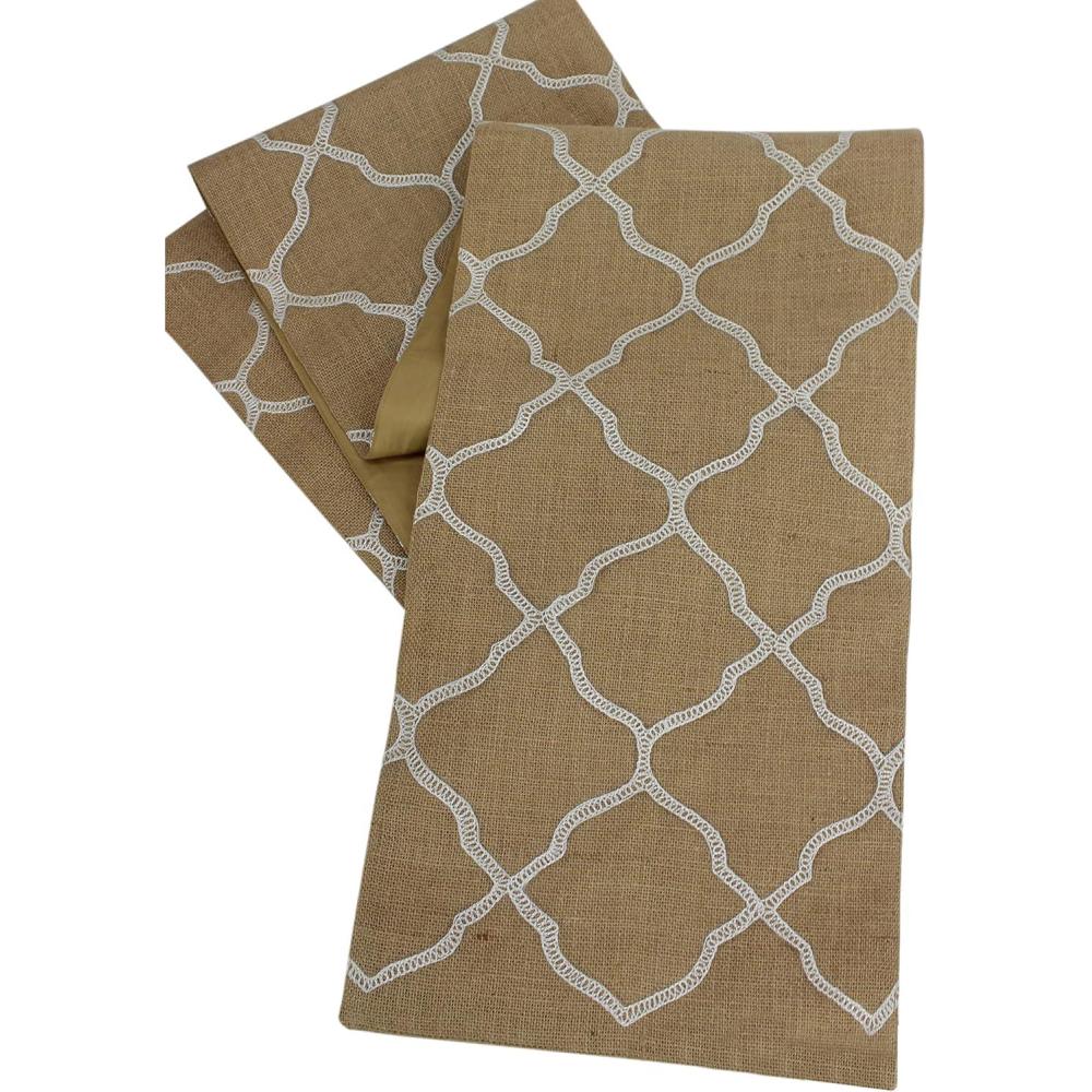 imageCOTTON CRAFT Jute Table Runner  Extra Long 13x108 inches Jute Runner with Backing  Rustic Farmhouse Halloween Fall Thanksgiving Holiday Party Xmas Dining Kitchen Burlap Tablerunner  Charcoal GreyNatural White