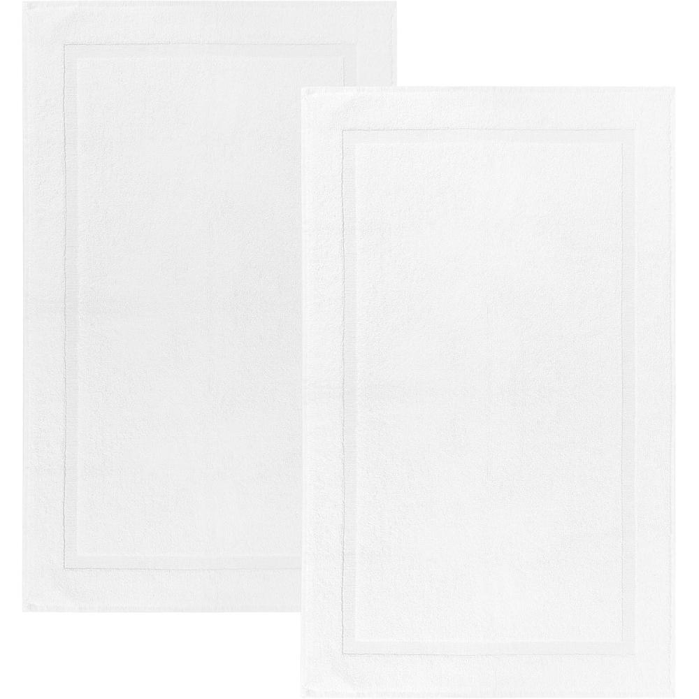 imageCOTTON CRAFT Bath Mats 2 Pack 100 Cotton 21x30 Inches Ultra Absorbent Plush 900 GSM Banded Border Luxury Towel Rug Step Out Tub Shower Floor Mat Not a Bathroom Rug WhiteWhite