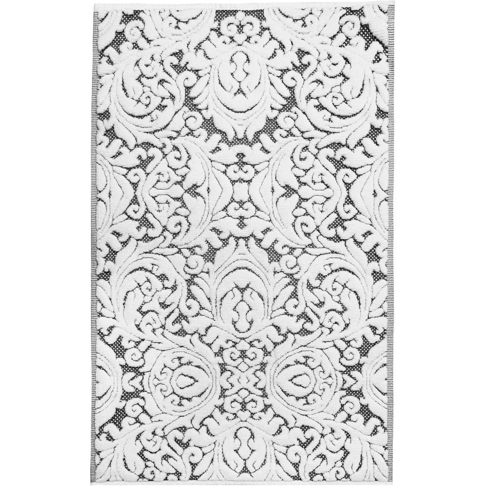 imageCOTTON CRAFT Bath Mats  2 Pack 100 Cotton 21x30 Inches  Ultra Absorbent  Plush 900 GSM  Banded Border Luxury Towel Rug  Step Out Tub Shower Floor Mat Not a Bathroom Rug  WhiteBlack White