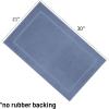 COTTON CRAFT Bath Mats – 2 Pack 100% Cotton 21×30 Inches – Ultra Absorbent – Plush 900 GSM – Banded Border Luxury Towel Rug – Step Out Tub Shower Floor Mat -Not a Bathroom Rug – White(Azure Blue)