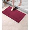 COTTON CRAFT Bath Mats – 2 Pack 100% Cotton 21×30 Inches – Ultra Absorbent – Plush 900 GSM – Banded Border Luxury Towel Rug – Step Out Tub Shower Floor Mat -Not a Bathroom Rug – White(Burgundy)