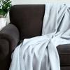 COTTON CRAFT Soft Cotton Thermal Blanket – Plush Herringbone Twill – All Season Luxurious Breathable Skin Friendly Lightweight Cooling Throw Blanket – Sofa Couch Travel Camping Dorm – King Sage(Sky Blue)