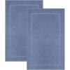 COTTON CRAFT Bath Mats – 2 Pack 100% Cotton 21×30 Inches – Ultra Absorbent – Plush 900 GSM – Banded Border Luxury Towel Rug – Step Out Tub Shower Floor Mat -Not a Bathroom Rug – White(Azure Blue)