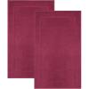 COTTON CRAFT Bath Mats – 2 Pack 100% Cotton 21×30 Inches – Ultra Absorbent – Plush 900 GSM – Banded Border Luxury Towel Rug – Step Out Tub Shower Floor Mat -Not a Bathroom Rug – White(Burgundy)