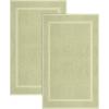 COTTON CRAFT Bath Mats – 2 Pack 100% Cotton 21×30 Inches – Ultra Absorbent – Plush 900 GSM – Banded Border Luxury Towel Rug – Step Out Tub Shower Floor Mat -Not a Bathroom Rug – White(Sage Green)