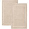 COTTON CRAFT Bath Mats – 2 Pack 100% Cotton 21×30 Inches – Ultra Absorbent – Plush 900 GSM – Banded Border Luxury Towel Rug – Step Out Tub Shower Floor Mat -Not a Bathroom Rug – White(Linen)
