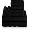 COTTON CRAFT Popcorn Towel Set – Luxurious 10 Piece Towel Set – 100% Cotton – Soft Absorbent 600 GSM Bathroom Towels – 2 Large Bath Towel 4 Hand Towel 4 Wash Cloth – Hotel Spa Shower Pool Dorm – White(Black)