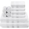 COTTON CRAFT Popcorn Towel Set – Luxurious 10 Piece Towel Set – 100% Cotton – Soft Absorbent 600 GSM Bathroom Towels – 2 Large Bath Towel 4 Hand Towel 4 Wash Cloth – Hotel Spa Shower Pool Dorm – White(White)