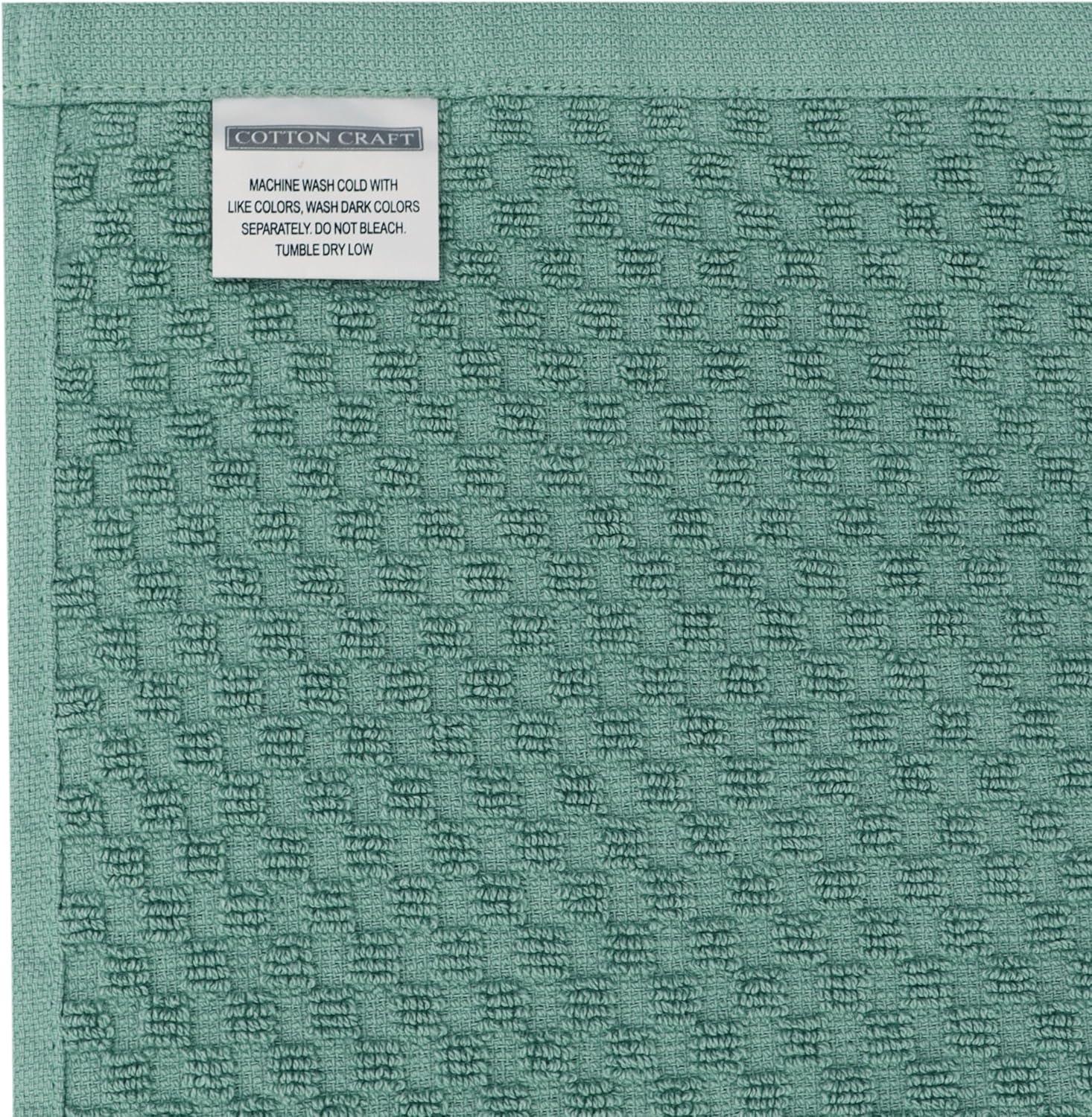 imageCOTTON CRAFT Amazing Kitchen Towel 8 Pack Reusable Terry Towel 100 Cotton European Waffle Pantry Bar Cleaning Cloth Quick Dry Low Lint Soft Absorbent Dish Towel Large Oversized 20x30 RedSeafoam