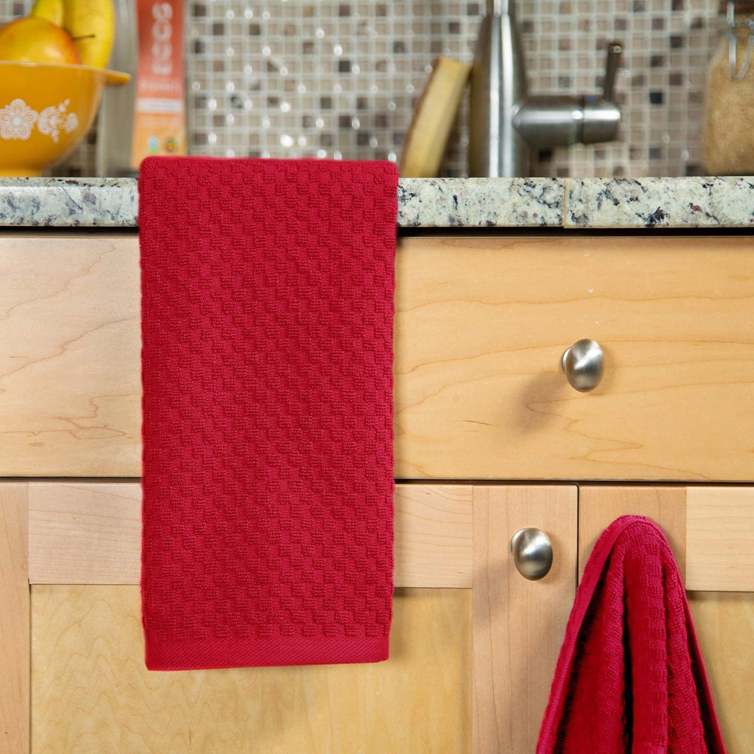 imageCOTTON CRAFT Amazing Kitchen Towel 8 Pack Reusable Terry Towel 100 Cotton European Waffle Pantry Bar Cleaning Cloth Quick Dry Low Lint Soft Absorbent Dish Towel Large Oversized 20x30 RedRed