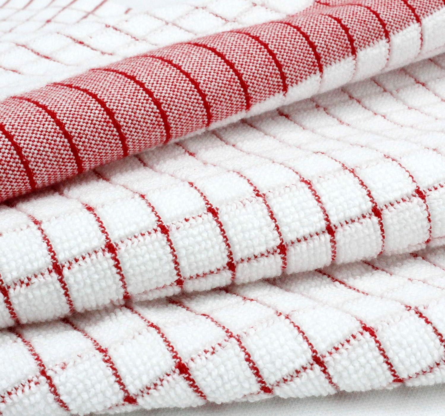 imageCOTTON CRAFT Amazing Kitchen Towel 8 Pack Reusable Terry Towel 100 Cotton European Waffle Pantry Bar Cleaning Cloth Quick Dry Low Lint Soft Absorbent Dish Towel Large Oversized 20x30 RedRed White