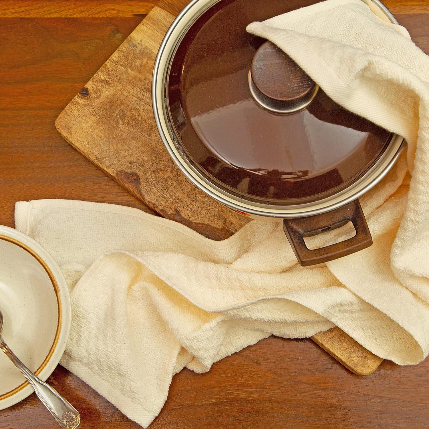 imageCOTTON CRAFT Amazing Kitchen Towel 8 Pack Reusable Terry Towel 100 Cotton European Waffle Pantry Bar Cleaning Cloth Quick Dry Low Lint Soft Absorbent Dish Towel Large Oversized 20x30 RedIvory