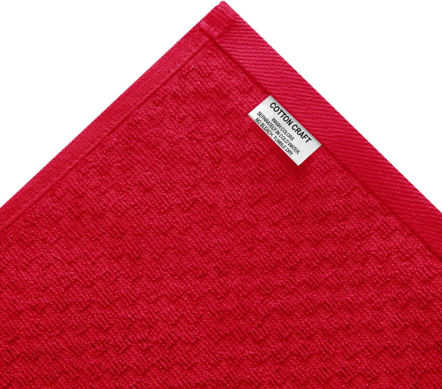 imageCOTTON CRAFT Amazing Kitchen Towel 8 Pack Reusable Terry Towel 100 Cotton European Waffle Pantry Bar Cleaning Cloth Quick Dry Low Lint Soft Absorbent Dish Towel Large Oversized 20x30 RedRed